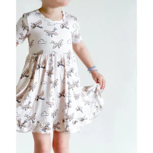 Plane Fun Dream Ruffle Dress - CaringForTots - Professional Baby and Children's Products | Caring for Growth, Caring for Every Moment* Dresses - Short Sleeve