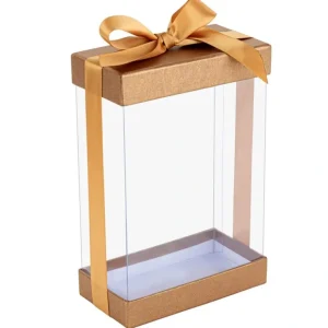 Plastic Gift Boxes Gold 7.5x5x2.5" 6 Pack Bakery Boxes With Base Lid & Ribbon - CaringForTots - Professional Baby and Children's Products | Caring for Growth, Caring for Every Moment* Gift Boxes