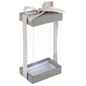 Plastic Gift Boxes Gray 7.5x3.75x2.5" 12 Pack Bakery Boxes With Base Lid & Ribbon - CaringForTots - Professional Baby and Children's Products | Caring for Growth, Caring for Every Moment* Gift Boxes