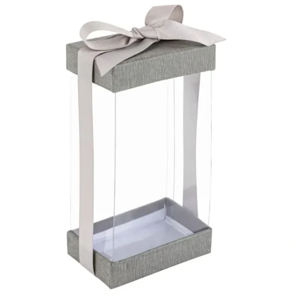 Plastic Gift Boxes Gray 7.5x3.75x2.5" 12 Pack Bakery Boxes With Base Lid & Ribbon - CaringForTots - Professional Baby and Children's Products | Caring for Growth, Caring for Every Moment* Gift Boxes