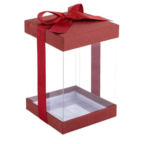 Plastic Gift Boxes Maroon 8x4x4" 6 Pack Bakery Boxes With Base Lid & Ribbon - CaringForTots - Professional Baby and Children's Products | Caring for Growth, Caring for Every Moment* Gift Boxes