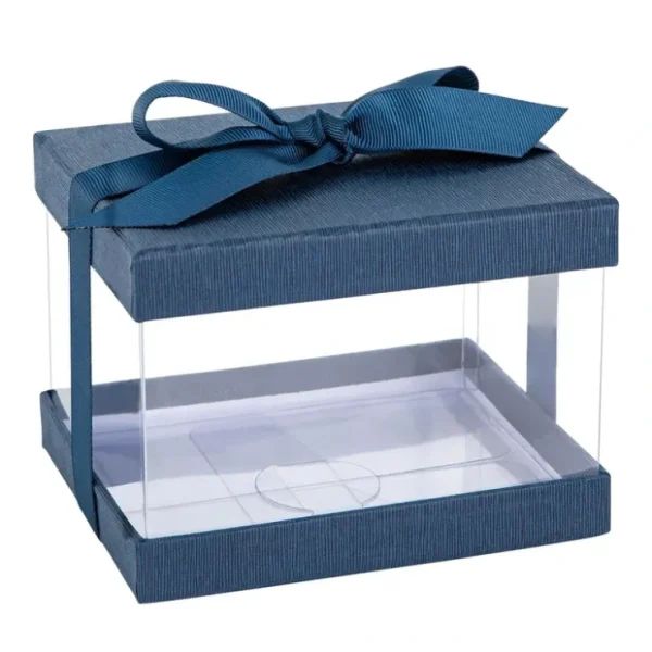 Plastic Gift Boxes Navy Blue 5x4x3.5 6 Pack Bakery Boxes With Base Lid & Ribbon - CaringForTots - Professional Baby and Children's Products | Caring for Growth, Caring for Every Moment* Gift Boxes