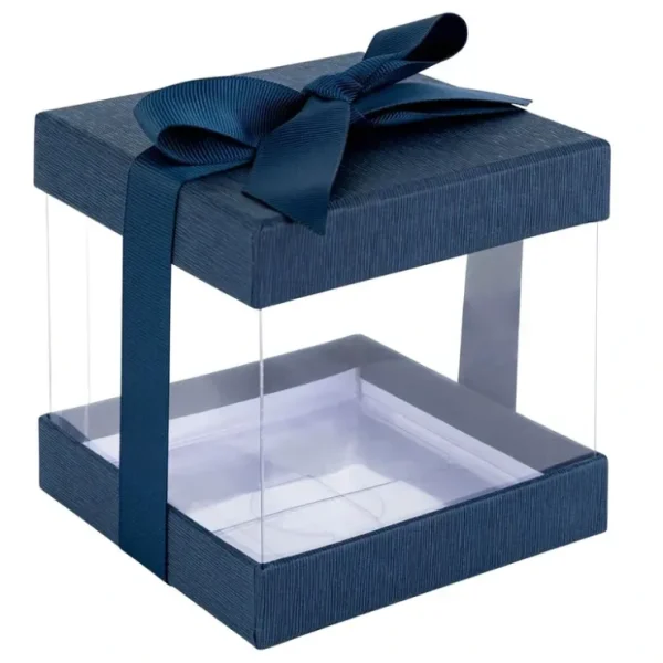 Plastic Gift Boxes Navy 4x4x4" 12 Pack Bakery Boxes With Base Lid & Ribbon - CaringForTots - Professional Baby and Children's Products | Caring for Growth, Caring for Every Moment* Gift Boxes