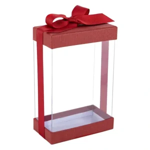 Plastic Gift Boxes With Base Lid & Ribbon Maroon 7.5x5x2.5" 6 Pack Bakery Boxes - CaringForTots - Professional Baby and Children's Products | Caring for Growth, Caring for Every Moment* Gift Boxes