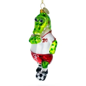 Playful Crocodile Soccer Player - Blown Glass Christmas Ornament - CaringForTots - Professional Baby and Children's Products | Caring for Growth, Caring for Every Moment* Christmas Tree Ornaments