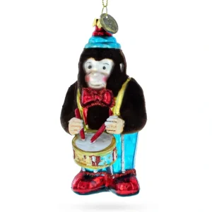 Playful Fluffy Monkey Drumming - Artisan Blown Glass Christmas Ornament - CaringForTots - Professional Baby and Children's Products | Caring for Growth, Caring for Every Moment* Ornaments