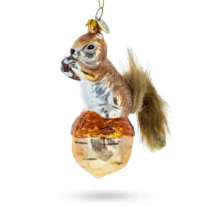 Playful Squirrel On Acorn - Blown Glass Christmas Ornament - CaringForTots - Professional Baby and Children's Products | Caring for Growth, Caring for Every Moment* Ornaments