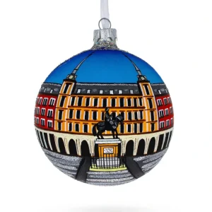 Plaza Mayor, Madrid, Spain Glass Ball Christmas Ornament 4 Inches - CaringForTots - Professional Baby and Children's Products | Caring for Growth, Caring for Every Moment* Christmas Tree Ornaments