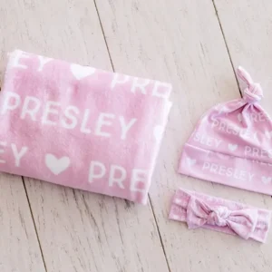 Plush Minky Fleece Personalized Blanket | Heart Icon Repeating Name - CaringForTots - Professional Baby and Children's Products | Caring for Growth, Caring for Every Moment* Personalized Textiles