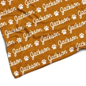 Plush Minky Fleece Personalized Blanket | Paw Icon Repeating Name - CaringForTots - Professional Baby and Children's Products | Caring for Growth, Caring for Every Moment* Personalized Textiles