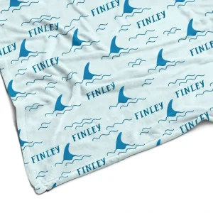 Plush Minky Fleece Personalized Blanket | Shark Fin - CaringForTots - Professional Baby and Children's Products | Caring for Growth, Caring for Every Moment* Personalized Textiles