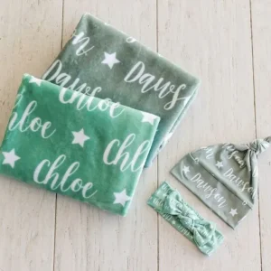 Plush Minky Fleece Personalized Blanket | Star Icon Repeating Name - CaringForTots - Professional Baby and Children's Products | Caring for Growth, Caring for Every Moment* Personalized Textiles