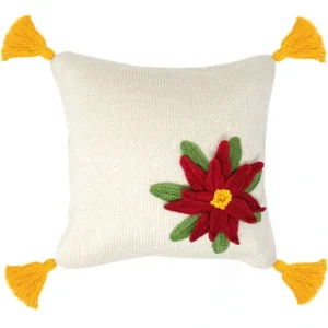 Poinsettia 10" Pillow (yellow Tassel) - CaringForTots - Professional Baby and Children's Products | Caring for Growth, Caring for Every Moment* Decorative Pillows