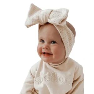 Pointelle Bow Headband - Cream - CaringForTots - Professional Baby and Children's Products | Caring for Growth, Caring for Every Moment* -