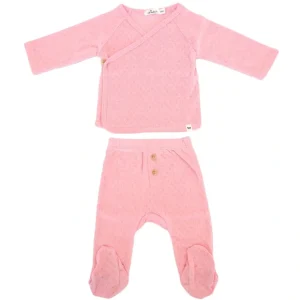 Pointelle Kimono Footie Set - Pink Heather - CaringForTots - Professional Baby and Children's Products | Caring for Growth, Caring for Every Moment* Clothing