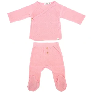 Clothing | Pointelle Kimono Footie Set - Pink Heather - CaringForTots - Professional Baby and Children's Products | Caring for Growth, Caring for Every Moment