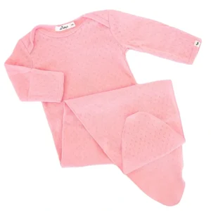 Pointelle Knotted Gown - Pink Heather - CaringForTots - Professional Baby and Children's Products | Caring for Growth, Caring for Every Moment* Clothing
