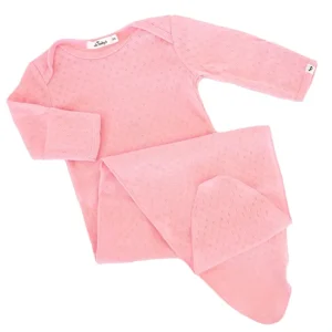 Clothing | Pointelle Knotted Gown - Pink Heather - CaringForTots - Professional Baby and Children's Products | Caring for Growth, Caring for Every Moment