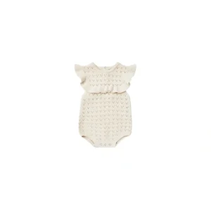 Pointelle Ruffle Romper - Natural - CaringForTots - Professional Baby and Children's Products | Caring for Growth, Caring for Every Moment* Clothing