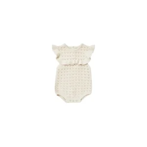 Clothing | Pointelle Ruffle Romper - Natural - CaringForTots - Professional Baby and Children's Products | Caring for Growth, Caring for Every Moment