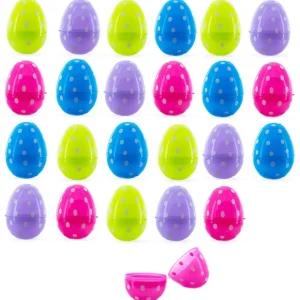 Polka Dot Parade: Set Of 24 Colorful Dot Printed Fillable Plastic Easter Eggs 2.25 Inches - CaringForTots - Professional Baby and Children's Products | Caring for Growth, Caring for Every Moment* Solid Color