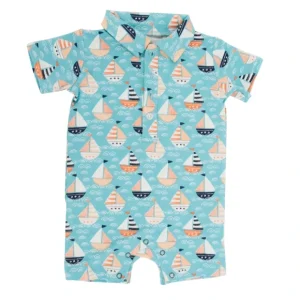Polo Romper - Boats - CaringForTots - Professional Baby and Children's Products | Caring for Growth, Caring for Every Moment* Rompers