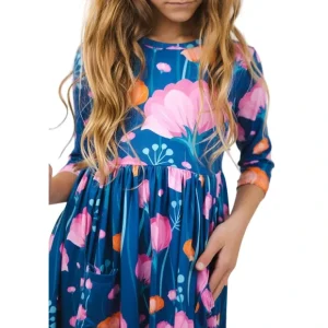 Poppies 3/4 Sleeve Pocket Twirl Dress - CaringForTots - Professional Baby and Children's Products | Caring for Growth, Caring for Every Moment* Dresses - Twirl