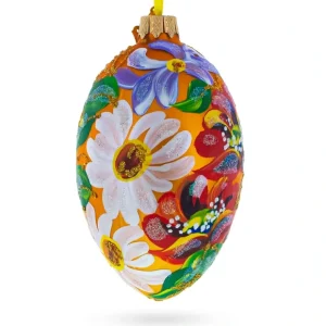 Poppy & Daisy Flowers Glass Egg Ornament 4 Inches - CaringForTots - Professional Baby and Children's Products | Caring for Growth, Caring for Every Moment* Ornaments
