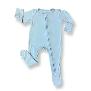 Powder Blue Zippered Footie - CaringForTots - Professional Baby and Children's Products | Caring for Growth, Caring for Every Moment* Footies - Zippered