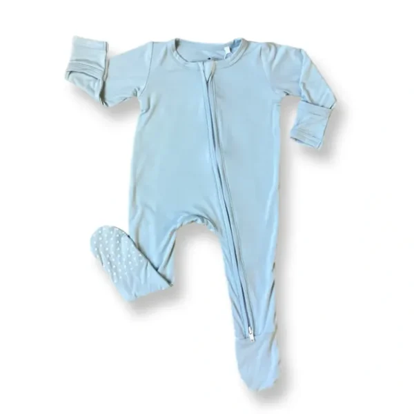Powder Blue Zippered Footie - CaringForTots - Professional Baby and Children's Products | Caring for Growth, Caring for Every Moment* Footies - Zippered