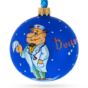 Prescription In Focus: Doctor Reading Blown Glass Ball Christmas Ornament 3.25 Inches - CaringForTots - Professional Baby and Children's Products | Caring for Growth, Caring for Every Moment* Christmas Tree Ornaments
