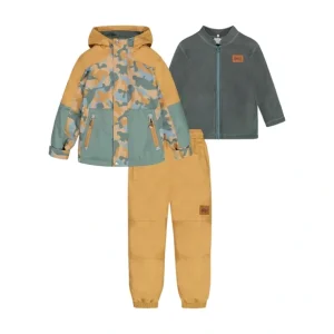 Printed 3 In 1 Mid Season Set Beige And Camo Dinos - CaringForTots - Professional Baby and Children's Products | Caring for Growth, Caring for Every Moment* Outerwear