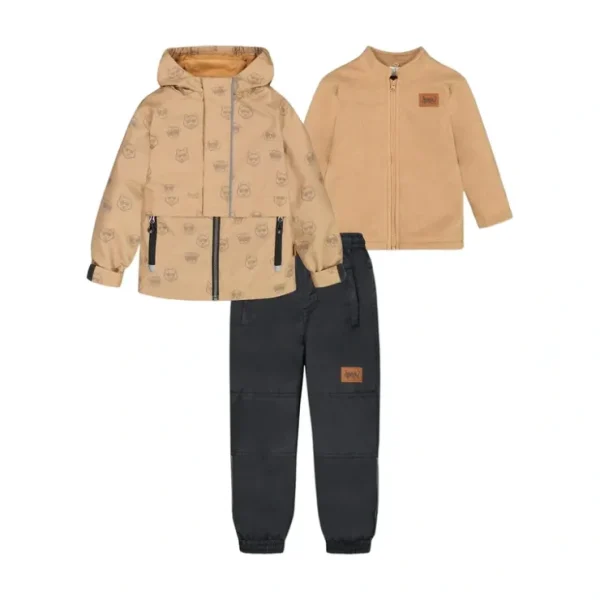 Printed 3 In 1 Mid-season Set Beige With Dogs - CaringForTots - Professional Baby and Children's Products | Caring for Growth, Caring for Every Moment* Outerwear