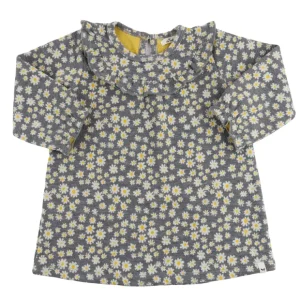 Pucker Mini Daisies Cora Dress Double Knit - Heather Gray - CaringForTots - Professional Baby and Children's Products | Caring for Growth, Caring for Every Moment* Clothing