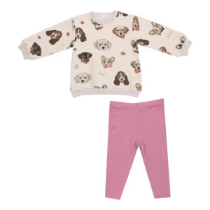 Puffy L/s Oversized Sweatshirt + Legging - Pretty Puppy Faces - CaringForTots - Professional Baby and Children's Products | Caring for Growth, Caring for Every Moment* Sweaters