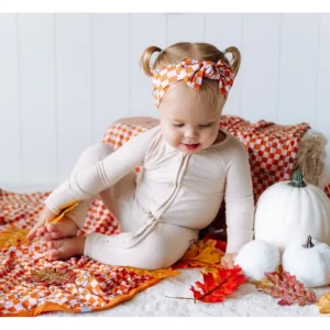 Pumpkin Checks Dream Bow - CaringForTots - Professional Baby and Children's Products | Caring for Growth, Caring for Every Moment* The Dream Bow