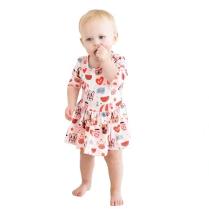 Puppy Love 3/4 Sleeve Twirl Bodysuit - CaringForTots - Professional Baby and Children's Products | Caring for Growth, Caring for Every Moment* Twirl Bodysuit