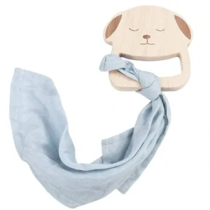 Puppy Wooden Teether & Blue Blankie - CaringForTots - Professional Baby and Children's Products | Caring for Growth, Caring for Every Moment* Security Blankets