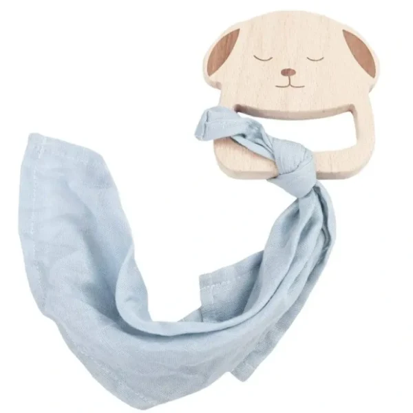 Puppy Wooden Teether & Blue Blankie - CaringForTots - Professional Baby and Children's Products | Caring for Growth, Caring for Every Moment* Security Blankets