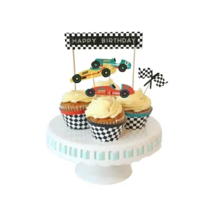 Race Car Cupcake Toppers & Wrappers, 11 Ct - CaringForTots - Professional Baby and Children's Products | Caring for Growth, Caring for Every Moment* Cake Decor