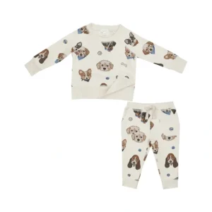 Raglan Sweatshirt And Jogger Set - Vintage Puppy Faces - CaringForTots - Professional Baby and Children's Products | Caring for Growth, Caring for Every Moment* Sweaters