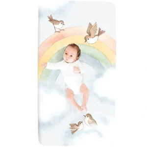 Rainbow And Birds Standard Size Crib Sheet - CaringForTots - Professional Baby and Children's Products | Caring for Growth, Caring for Every Moment* Crib Sheets