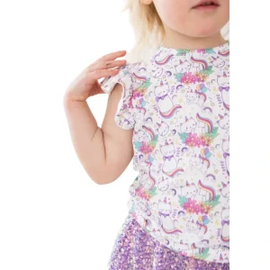 Rainbow Kitties S/s Ruffle Tee - CaringForTots - Professional Baby and Children's Products | Caring for Growth, Caring for Every Moment* Tees - Short Sleeve