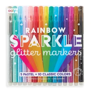 Rainbow Sparkle Glitter Markers - Set of 15 - CaringForTots - Professional Baby and Children's Products | Caring for Growth, Caring for Every Moment* Marker