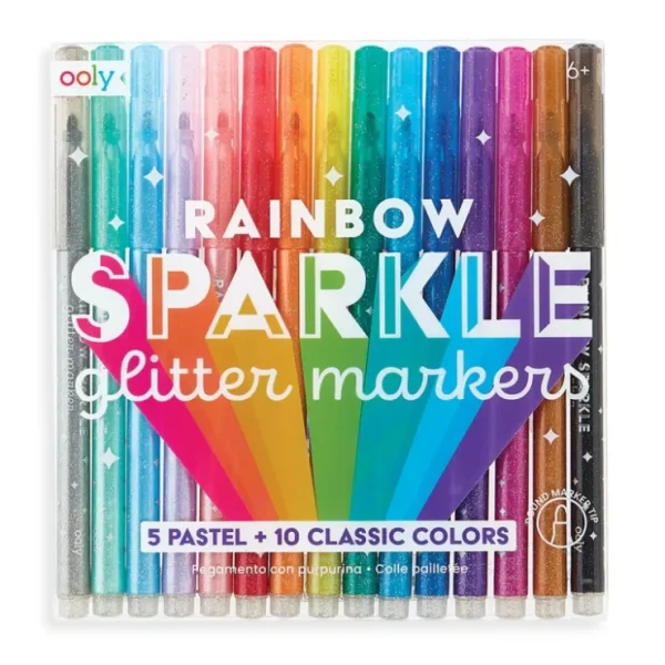 Rainbow Sparkle Glitter Markers - Set of 15 - CaringForTots - Professional Baby and Children's Products | Caring for Growth, Caring for Every Moment* Marker