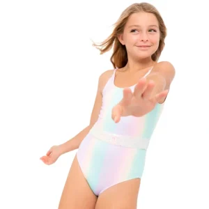 Rainbow Swimsuit With Sequin Belt - CaringForTots - Professional Baby and Children's Products | Caring for Growth, Caring for Every Moment* One Pieces