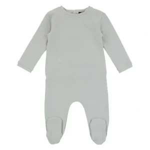 Raw Edge Trim Footie, Dusty Blue - CaringForTots - Professional Baby and Children's Products | Caring for Growth, Caring for Every Moment* Footie Pajamas