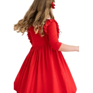 Red 3/4 Ruffle Twirl Dress - CaringForTots - Professional Baby and Children's Products | Caring for Growth, Caring for Every Moment* Dresses - Twirl