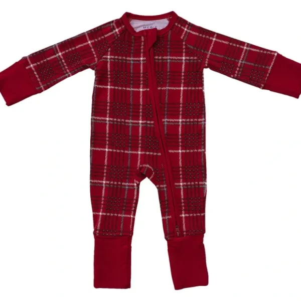 Red Plaid Bamboo Zipper - CaringForTots - Professional Baby and Children's Products | Caring for Growth, Caring for Every Moment* Footie Pajamas