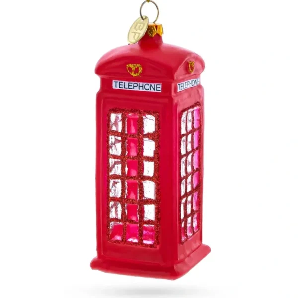 Red Telephone Booth In London, United Kingdom - Timeless Blown Glass Christmas Ornament - CaringForTots - Professional Baby and Children's Products | Caring for Growth, Caring for Every Moment* Christmas Tree Ornaments